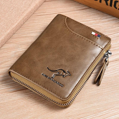 (🎁2026 New Year Hot Sale🎁)Men Wallet Zipper Genuine Leather Purse ( RFID PROTECTED )