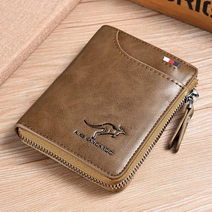 (🎁2026 New Year Hot Sale🎁)Men Wallet Zipper Genuine Leather Purse ( RFID PROTECTED )