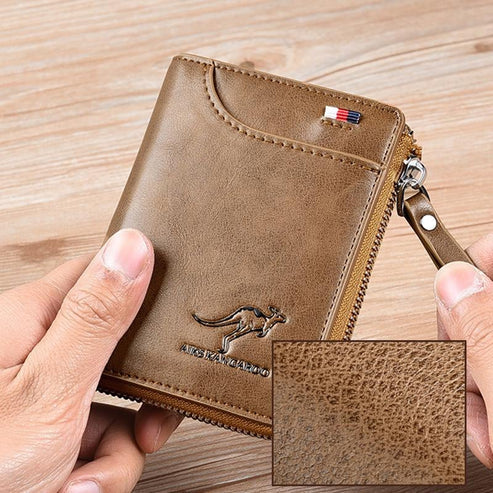 (🎁2026 New Year Hot Sale🎁)Men Wallet Zipper Genuine Leather Purse ( RFID PROTECTED )