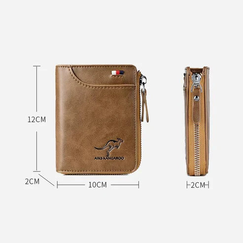 (🎁2026 New Year Hot Sale🎁)Men Wallet Zipper Genuine Leather Purse ( RFID PROTECTED )