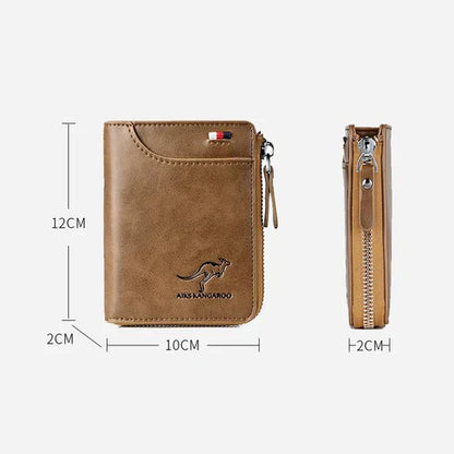 (🎁2026 New Year Hot Sale🎁)Men Wallet Zipper Genuine Leather Purse ( RFID PROTECTED )