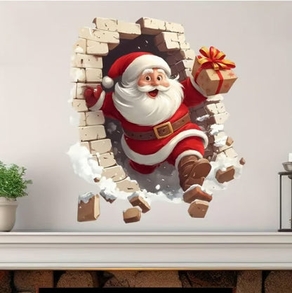 "Santa's Breaking In!" Christmas Wall Sticker 🎅 Funny Holiday Decor for Home 🎄