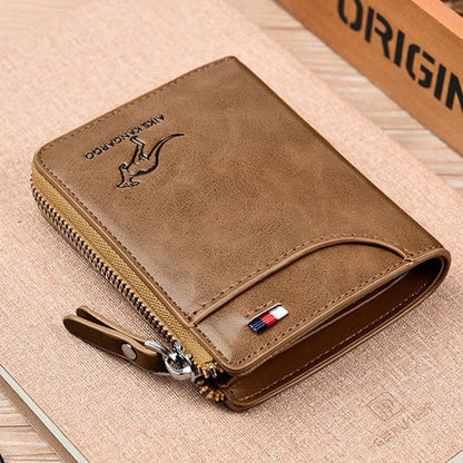(🎁2026 New Year Hot Sale🎁)Men Wallet Zipper Genuine Leather Purse ( RFID PROTECTED )