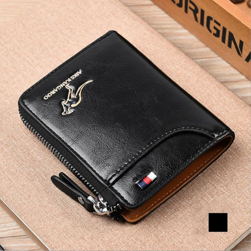 (🎁2026 New Year Hot Sale🎁)Men Wallet Zipper Genuine Leather Purse ( RFID PROTECTED )