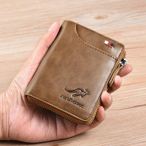 (🎁2026 New Year Hot Sale🎁)Men Wallet Zipper Genuine Leather Purse ( RFID PROTECTED )