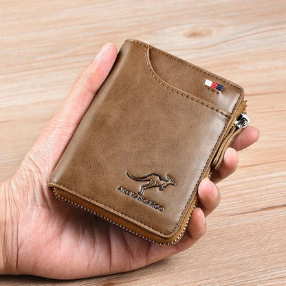 (🎁2026 New Year Hot Sale🎁)Men Wallet Zipper Genuine Leather Purse ( RFID PROTECTED )