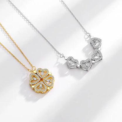 🍀💖Lucky Four-leaf Clover& Heart Magnetic Necklace – Two Styles in One✨