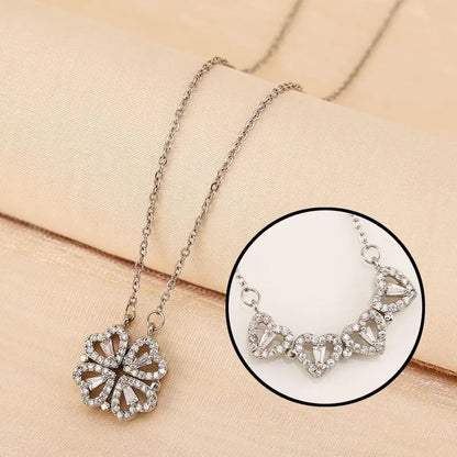 🍀💖Lucky Four-leaf Clover& Heart Magnetic Necklace – Two Styles in One✨