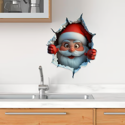 "Santa's Breaking In!" Christmas Wall Sticker 🎅 Funny Holiday Decor for Home 🎄