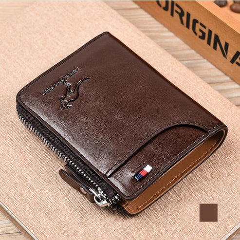 (🎁2026 New Year Hot Sale🎁)Men Wallet Zipper Genuine Leather Purse ( RFID PROTECTED )
