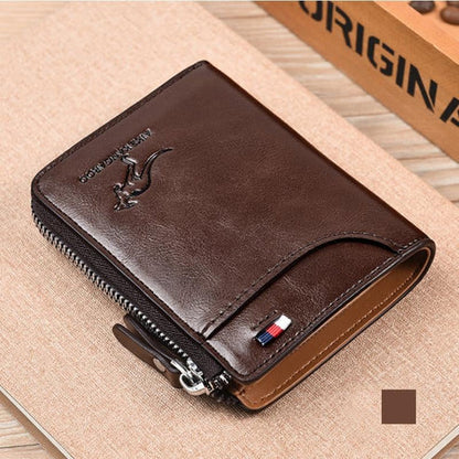 (🎁2026 New Year Hot Sale🎁)Men Wallet Zipper Genuine Leather Purse ( RFID PROTECTED )