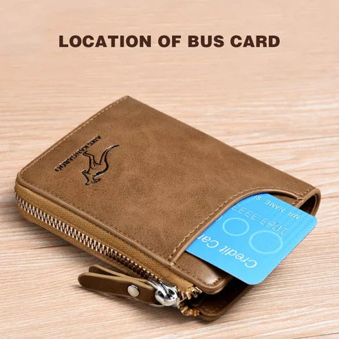(🎁2026 New Year Hot Sale🎁)Men Wallet Zipper Genuine Leather Purse ( RFID PROTECTED )