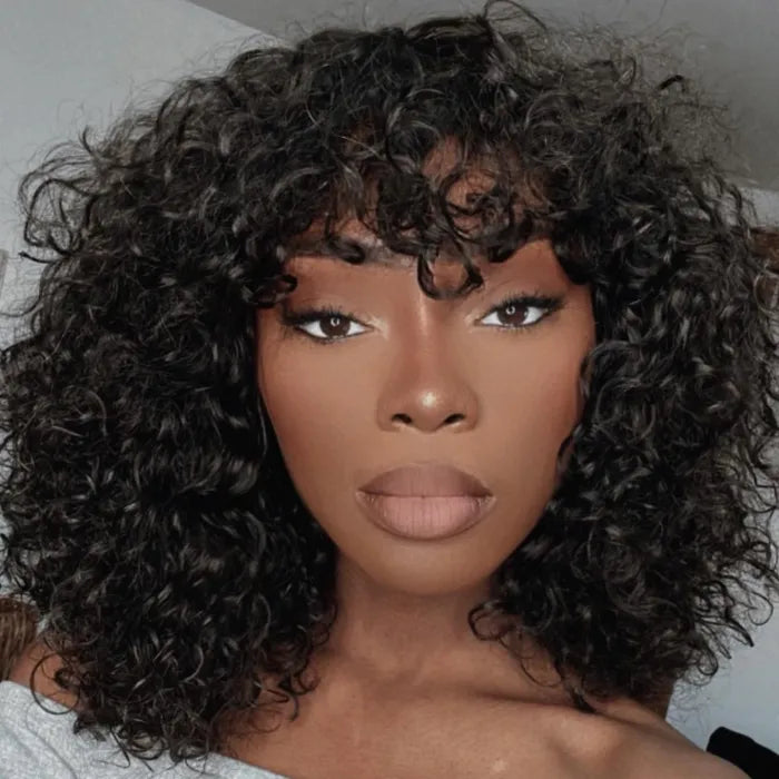 ✨ Short Curly Bob Wig with Bangs – Natural & Effortless Glam✨